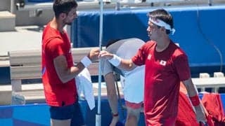  錦織 ジョコビッチと練習 