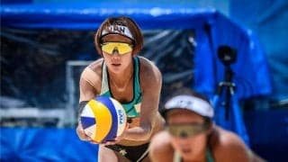 ビーチバレーボール女子　石井/村上組スイスに惜敗し1勝2敗