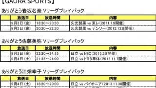 バレーボールテレビ番組情報（9/1〜30放送予定分）※男子アジア選手権配信について追加情報
