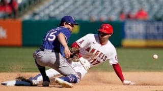 【MLB】「非常に機敏」「実に軽々と…」大谷翔平、捕手もお手上げの“高速二盗”に米称賛