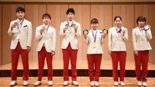 混合複金メダルの水谷隼「夢が叶えられた」卓球日本代表、東京五輪報告会開催　