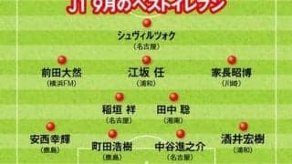 Ｊリーグ９月のベストイレブンを選定。シーズン終盤に向け好調な選手は誰か