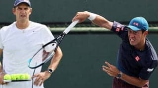 錦織 BNPパリバOP会場で練習