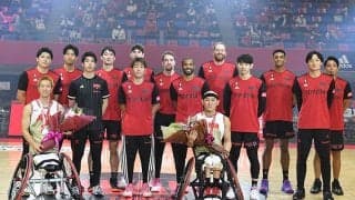 A東京のホームゲームに鳥海連志、赤石竜我が登場…ハーフタイムに車いすの妙技を披露