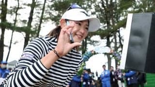 原英莉花、紅葉から覗いた独創的グリーン写真でV報告「大自然でできるゴルフが大好き」