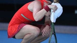 ハレプ 暑さに「めまいした」