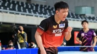 混合複でまず1冠の張本智和　3冠に向け「少しずつ状態が上がっている」＜全日本卓球2022＞