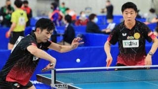 上田仁/神巧也、8強入り　準々決勝でTリーガーペア対決＜全日本卓球2022男子複5回戦＞