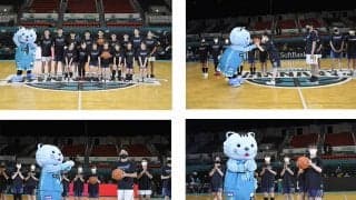 京都ハンナリーズとタニムラ医院から洛南高校附属中男女バスケットボール部にボール寄贈と観戦のプレゼント