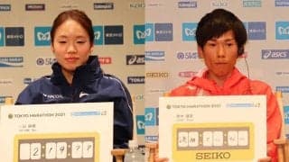 新婚・一山麻緒、夫・鈴木健吾と夫婦で出場　会見は2人とも「何も…」と自然体【東京マラソン】