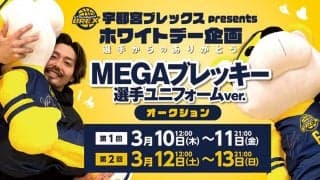 宇都宮ブレックスpresents ホワイトデー企画『選手からのありがとう「MEGAブレッキー 選手ユニフォームver.」オークション』開催！