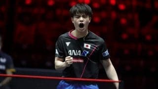 宇田幸矢、8強入り　日韓サウスポー対決制す＜卓球・WTTシンガポールスマッシュ2022＞