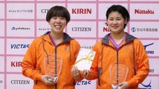 青木優佳/中森帆南が優勝　中国電力は女子複3連覇＜日本卓球リーグビッグトーナメント福島大会＞