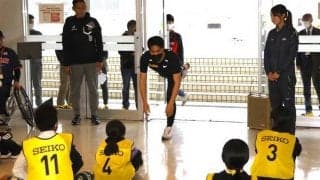 日本記録保持者の登場にドキドキ　山縣亮太が小学生に陸上教室「楽しみましょう！」
