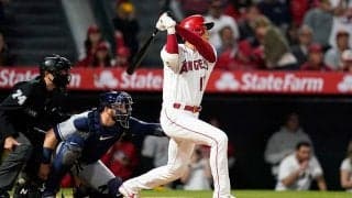 大谷翔平、久々5号ソロは“低弾道弾”　トラウトHR直後の初球、米記者「あっという間」