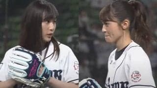 スカート姿から“豪快”投球「マジで女神」　人気声優の絶叫始球式が「可愛すぎ」