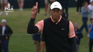 【動画】ウッズ、9オーバーと苦戦しながら見せ場も　全米プロ3日目ハイライト