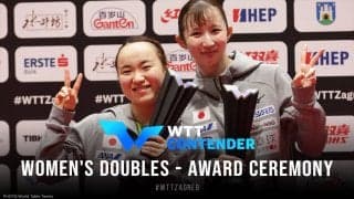 女子ダブルス表彰式 優勝：伊藤美誠・早田ひな｜WTTコンテンダーザグレブ2022