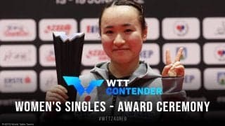 女子シングルス表彰式 優勝：伊藤美誠・準優勝：平野美宇｜WTTコンテンダーザグレブ2022