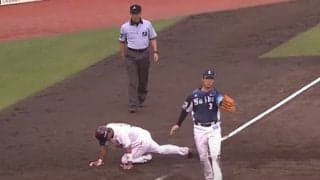 走者は四つん這いで愕然…　“追尾レーザー”で奪った珍ゲッツーが「ドンピシャやん」