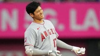 大谷翔平、痛々しい激走二塁打に米実況席は心配　苦笑いの塁上「ちょっとキツそうだ」