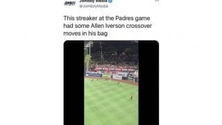 パンツ一丁乱入男が「足速すぎだろ！」　試合中断、警備6人からの大逃げに米拍手喝采