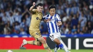 久保建英、バルサ戦で「決定機」外すも同点ゴール呼び込む！ 2トップで先発し、「強烈前プレス」から奪ったイサク弾！