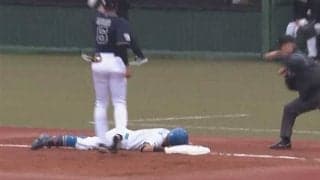 日本ハム杉谷、“ランニングHR”狙うも足もつれて三塁憤死　新庄監督も苦笑い