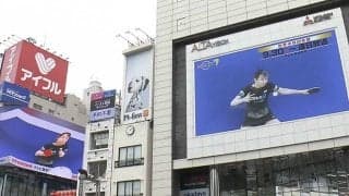 新宿に“飛び出す”伊藤美誠が登場！　最新技術を使った世界卓球動画に通行人も驚き？