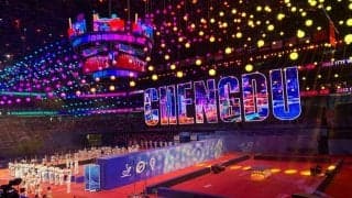 世界卓球開会式、ロックダウン明けの中国ファンが集結　照明＆爆音BGMでド派手な演出