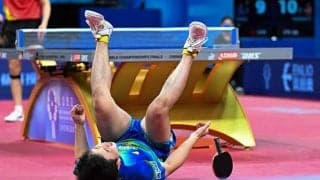 張本智和、世界1位の樊振東を撃破！　最強中国から2勝、勝利で雄叫びとともに倒れこむ【世界卓球】