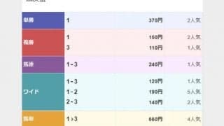 5頭立ての阪神3Rは2-1-4番人気で決着 3連単は60通り中5番目に低い払戻