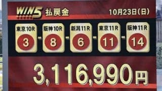 WIN5は300万円超の払い戻し