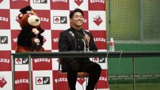 西武ドラ１蛭間　指名あいさつを受ける「チームのために頑張っていきたい」