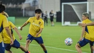 ドイツ撃破へ日本代表が“新兵器”お披露目！ 巨大モニターが19日の練習でピッチに現る…三笘薫＆遠藤航が合流も守田英正は別メニュー