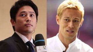 「手を添えて写真を撮って下さいました！」テレ朝・安藤アナが本田&内田との3ショットを披露！「お二人に日本中が盛り上がったのでは！？」