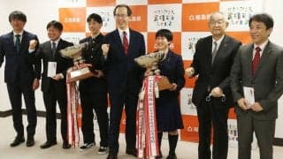 春高バレー出場を知事に報告　福島県代表の相馬（男子）と郡山女大付