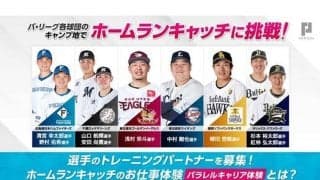 野球場で“複業体験”　パ・リーグのキャンプ地で「ホームランキャッチ」に挑戦