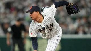 突き刺さる“弾丸スプリット”に米唖然　ベース前でワンバンも空振り「どういうこと」