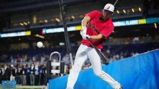 大谷翔平、中堅ビジョン直撃の150m級アーチ　“ド迫力”フリー打撃に米国代表も熱視線