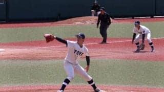 [硬式野球] 接戦を制した！細野、今季リーグ戦初完封