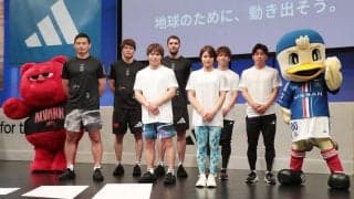 横浜FMの永戸勝也＆吉尾海夏がアルバルク東京と卓球で勝負！？ アディダスイベントで世界規模のサステナビリティムーブメントに挑戦