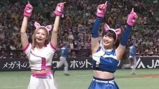 ハムチアがピンク耳「何回みてもかわいい」　敵地でキャピキャピ笑顔「滝谷さん神々しい」