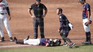 【大学野球】ドラフト候補の明大上田が救急車で緊急搬送　牽制球が首付近に直撃…起き上がれず騒然