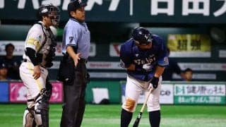 中村剛也のユニホームにすっぽりの“珍死球”　腹部から取り出し甲斐に手渡し