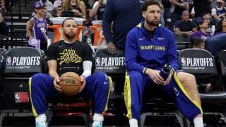 単年のプレーオフ最多3ポイント成功数で上位を独占するカリーとトンプソン