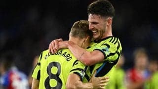 「PKよりも気になった」「初めて見たわ」“独特過ぎる構え”でPK見守るアーセナルMFライスが話題に「お相撲さんになってる」