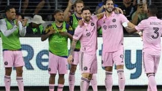 なでしこ選手もメッシに興奮！こっそりハートマーク、本拠地で試合観戦する姿がビジョンにも