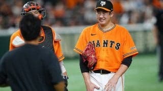 巨人、菅野智之が緊急降板…指にアクシデントか　6回投球練習中に異変、船迫に交代