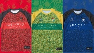 「視覚障がい者支援に繋げる」  金沢、千葉、G大阪がヒュンメルと共に点字シャツを発表！ 